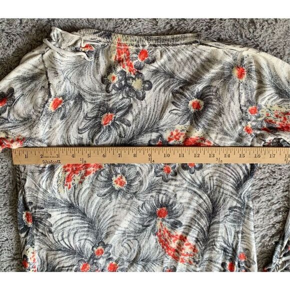 38 SPARROW ANTHROPOLOGIE gray FLORAL Pima cotton RUFFLE OPEN CARDIGAN SWEATER - Picture 8 of 10